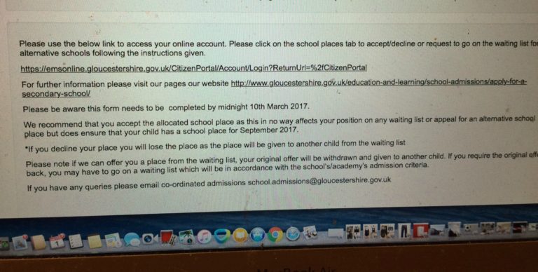 Secondary school offer, Grammar school, Daughter, 365