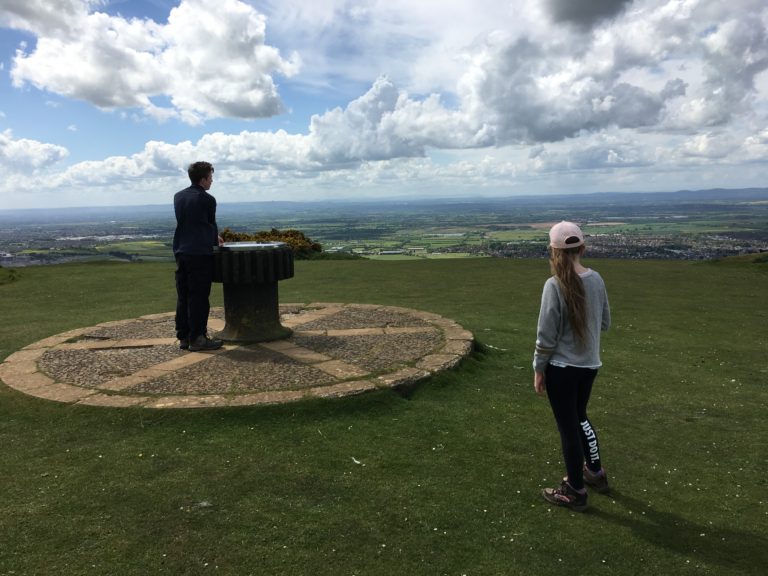 Hill, Climbing, Walking, View, Landscape, Sun, Daughter