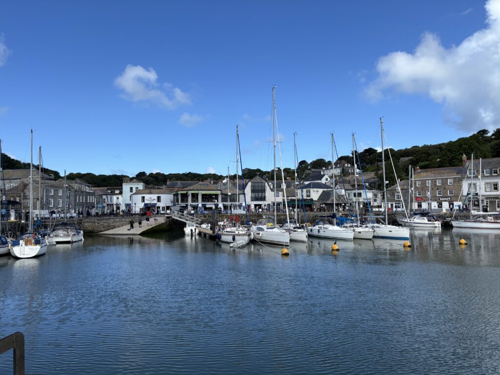 Padstow harbour, Padstow, Cornwall, Silent Sunday, My Sunday Photo, Boats in a harbour surrounded by old buildings against a blue sky